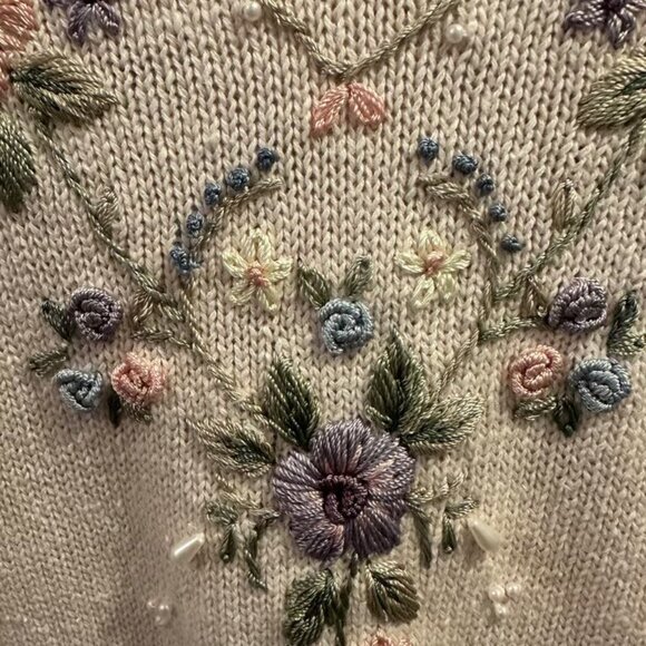 Carolyn Taylor Grandmacore Embroidered Sweater, large Easter, Spring, Teacher - Picture 2 of 2